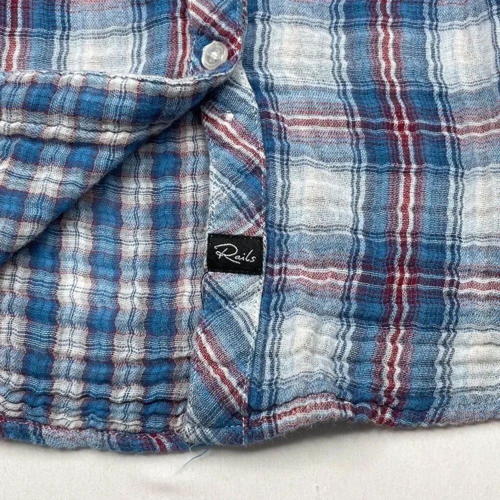 RAILS Plaid Button Front Shirt Blue - Picture 6 of 8